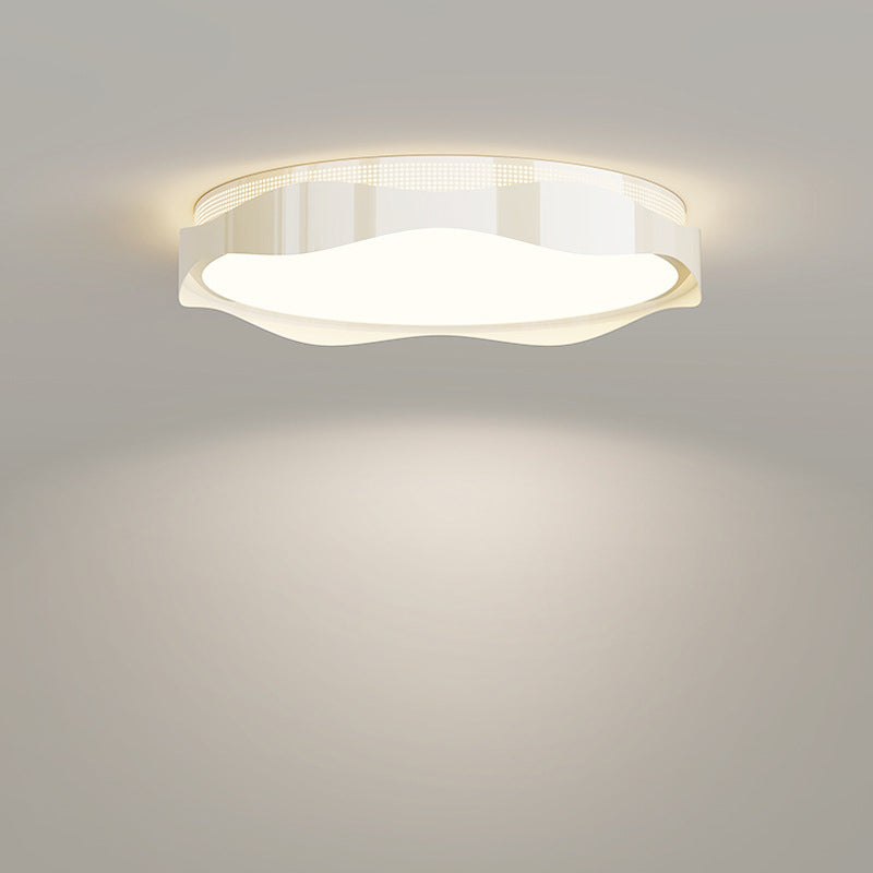 現代的な北欧の鉄製PEラウンドウェーブLEDフラッシュマウント天井ライト、寝室用 