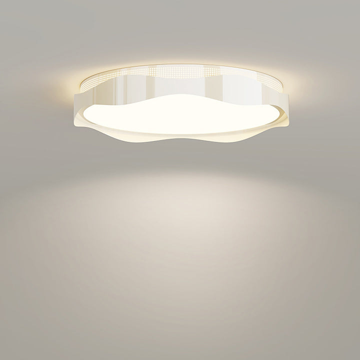 現代的な北欧の鉄製PEラウンドウェーブLEDフラッシュマウント天井ライト、寝室用 