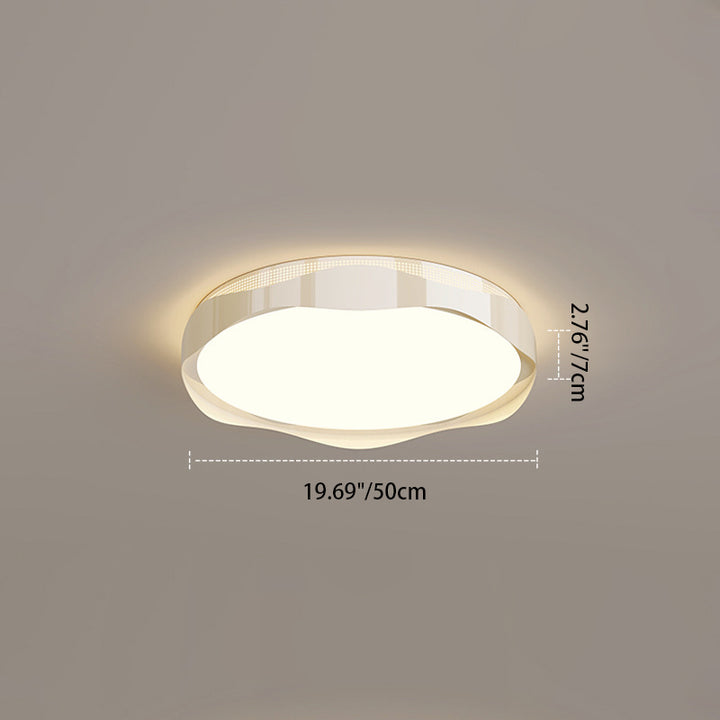 現代的な北欧の鉄製PEラウンドウェーブLEDフラッシュマウント天井ライト、寝室用 