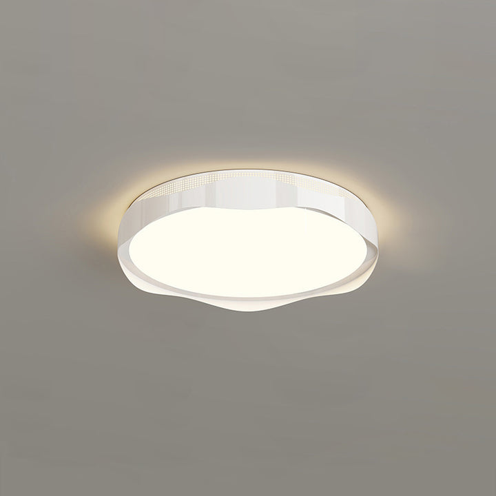 現代的な北欧の鉄製PEラウンドウェーブLEDフラッシュマウント天井ライト、寝室用 