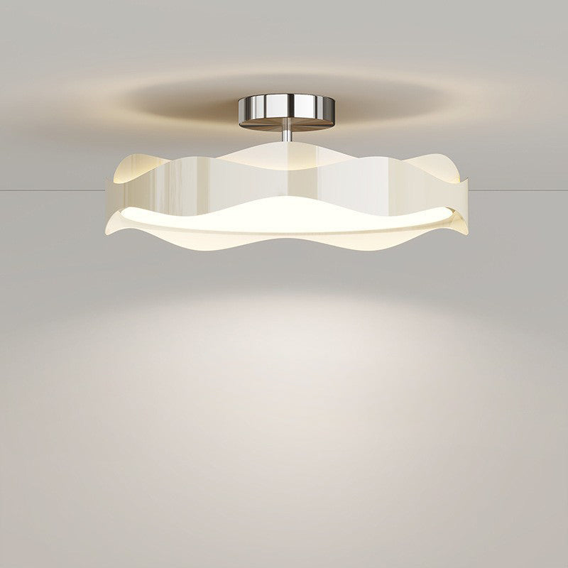 Zeitgenössische nordische runde LED-Deckenleuchte aus Eisen PE mit Wellenstruktur für Schlafzimmer 