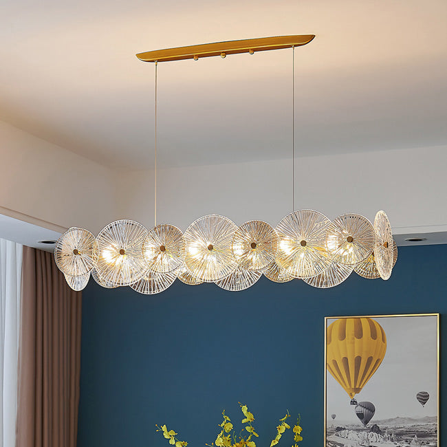 Lustres modernes en métal et verre rond feuille de lotus 10/12/18/22 lumières pour salon 