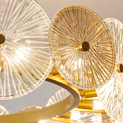 Lustres modernes en métal et verre rond feuille de lotus 10/12/18/22 lumières pour salon 