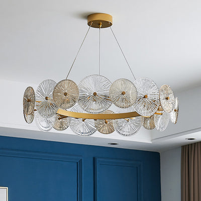 Lustres modernes en métal et verre rond feuille de lotus 10/12/18/22 lumières pour salon 