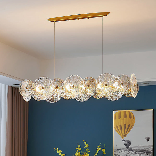 Lustres modernes en métal et verre rond feuille de lotus 10/12/18/22 lumières pour salon 