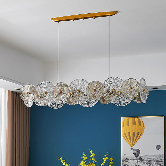 Lustres modernes en métal et verre rond feuille de lotus 10/12/18/22 lumières pour salon 