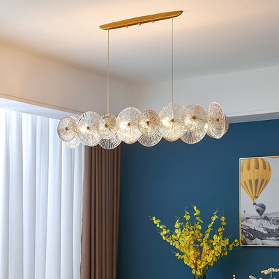 Lustres modernes en métal et verre rond feuille de lotus 10/12/18/22 lumières pour salon 