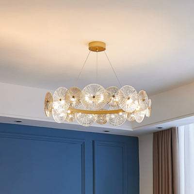 Lustres modernes en métal et verre rond feuille de lotus 10/12/18/22 lumières pour salon 