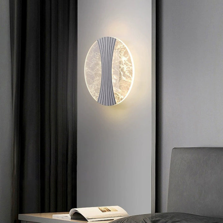 Applique murale LED en métal acrylique rond contemporain de luxe avec colonne en feuille de fil pour chevet 