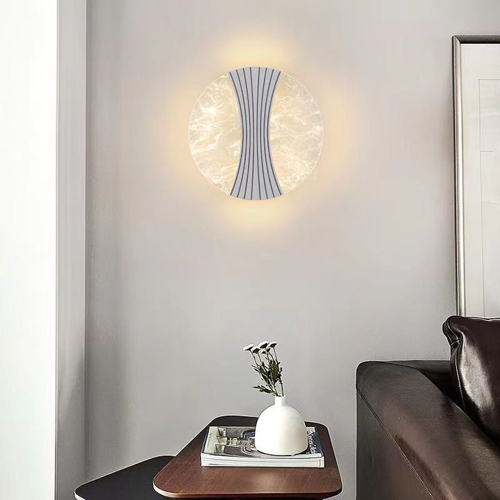 Applique murale LED en métal acrylique rond contemporain de luxe avec colonne en feuille de fil pour chevet 