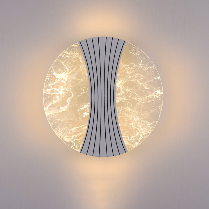 Applique murale LED en métal acrylique rond contemporain de luxe avec colonne en feuille de fil pour chevet 