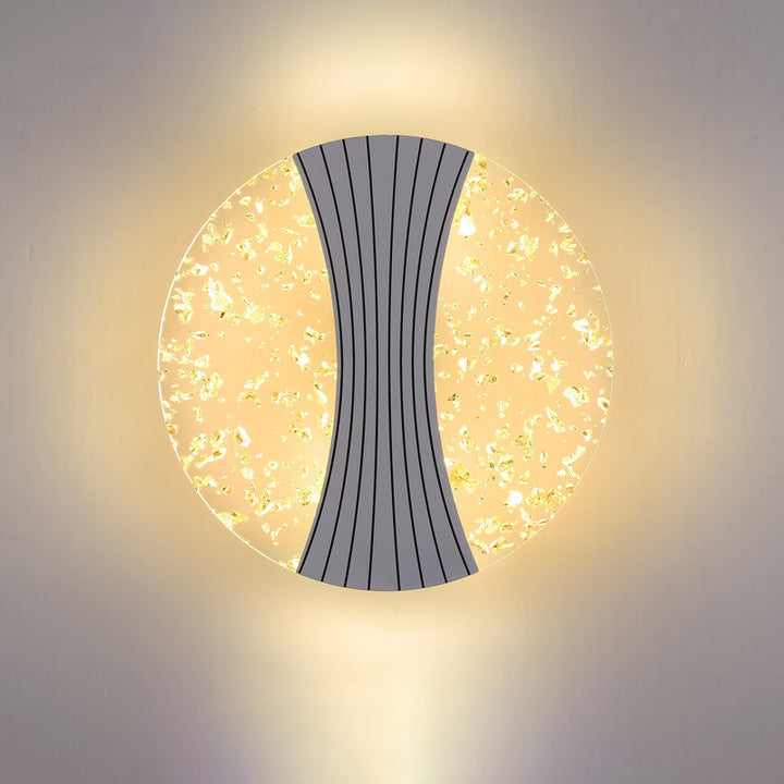 Applique murale LED en métal acrylique rond contemporain de luxe avec colonne en feuille de fil pour chevet 