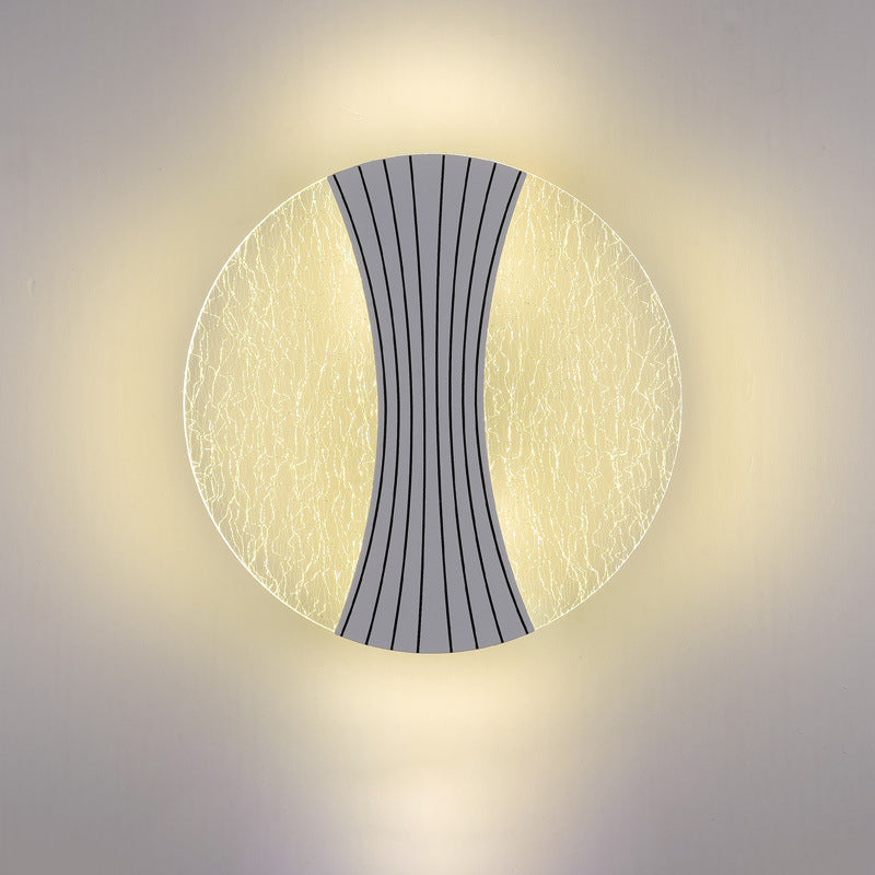 Applique murale LED en métal acrylique rond contemporain de luxe avec colonne en feuille de fil pour chevet 