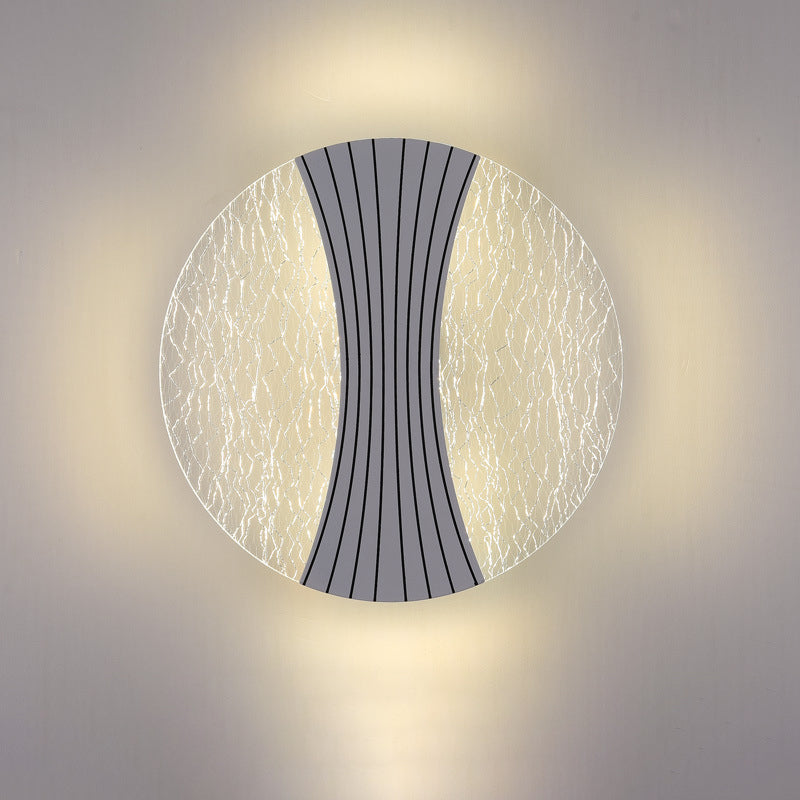Applique murale LED en métal acrylique rond contemporain de luxe avec colonne en feuille de fil pour chevet 