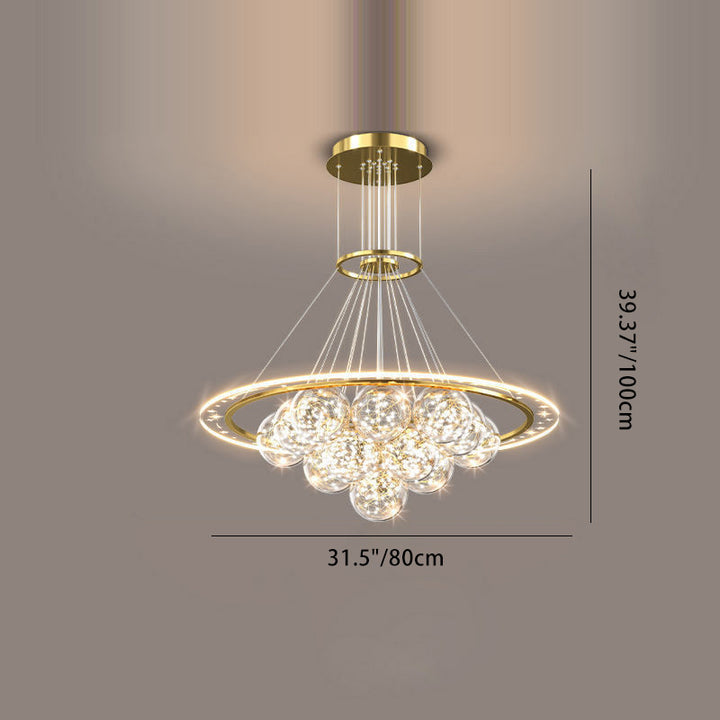 Moderne Luxus Metall Acryl Glas Ball Voller Stern Runde Welle LED Kronleuchter Für Wohnzimmer 