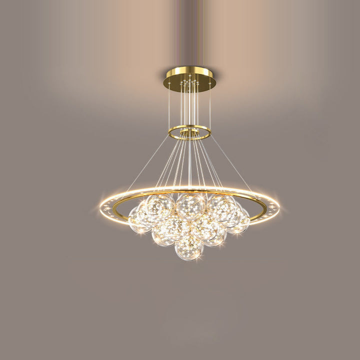 Moderne Luxus Metall Acryl Glas Ball Voller Stern Runde Welle LED Kronleuchter Für Wohnzimmer 