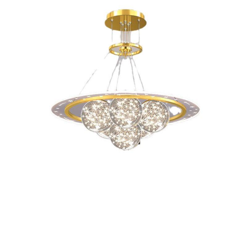 Moderne Luxus Metall Acryl Glas Ball Voller Stern Runde Welle LED Kronleuchter Für Wohnzimmer 