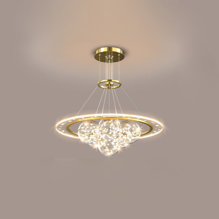 Moderne Luxus Metall Acryl Glas Ball Voller Stern Runde Welle LED Kronleuchter Für Wohnzimmer 