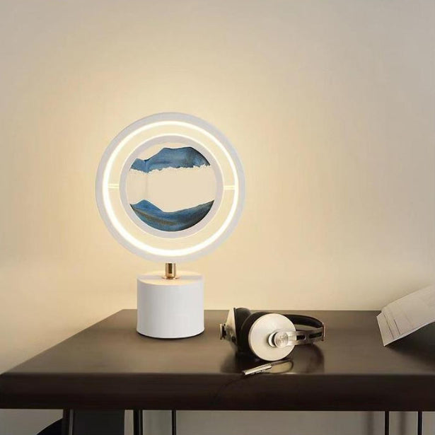 Lampe de table LED USB en métal acrylique silice contemporaine avec peinture sur sable ronde pour chambre 