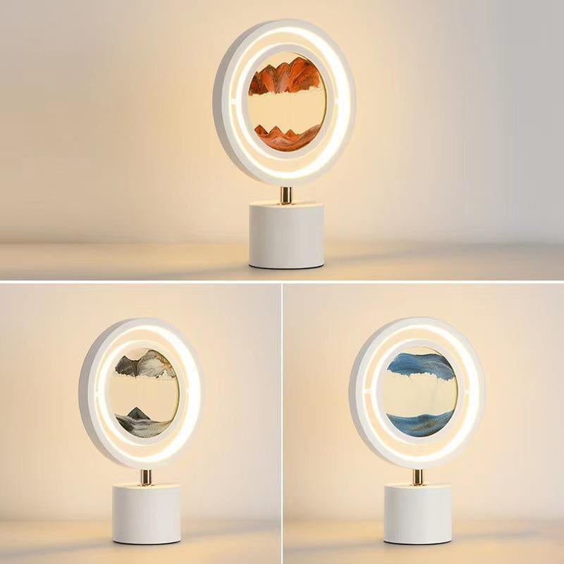 Lampe de table LED USB en métal acrylique silice contemporaine avec peinture sur sable ronde pour chambre 