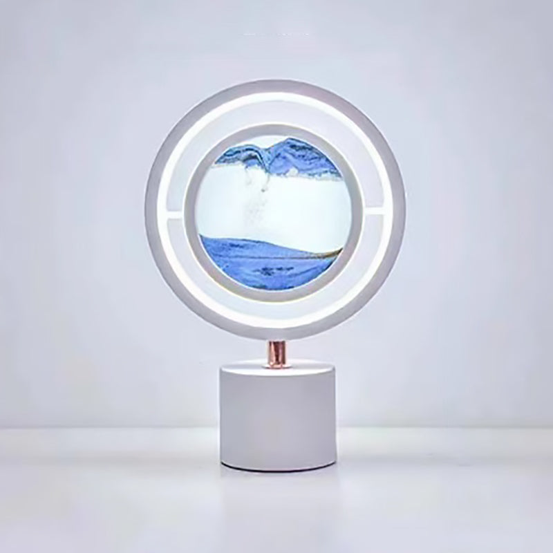Lampe de table LED USB en métal acrylique silice contemporaine avec peinture sur sable ronde pour chambre 
