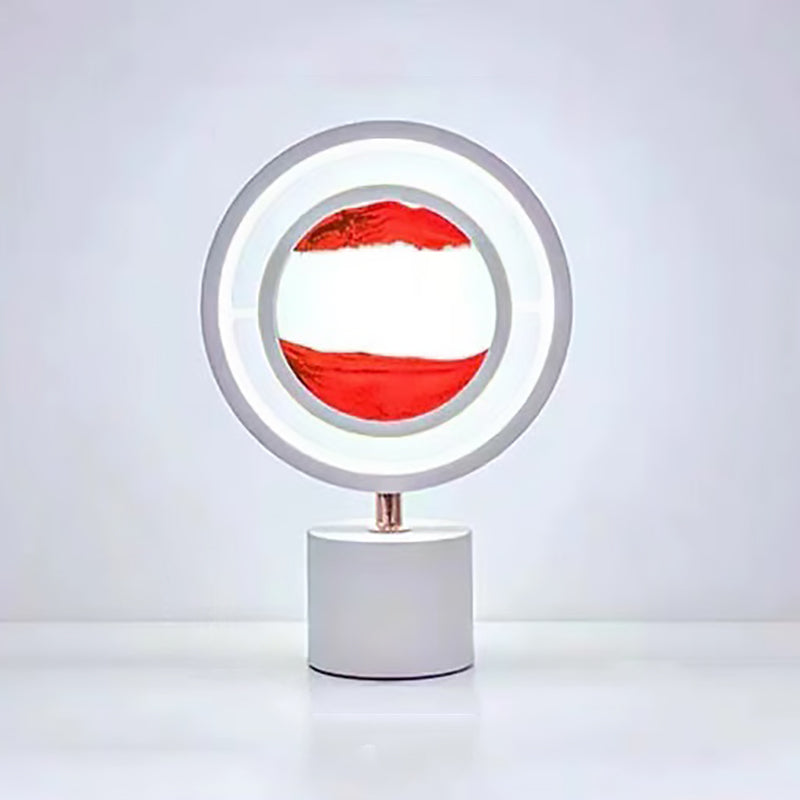Lampe de table LED USB en métal acrylique silice contemporaine avec peinture sur sable ronde pour chambre 