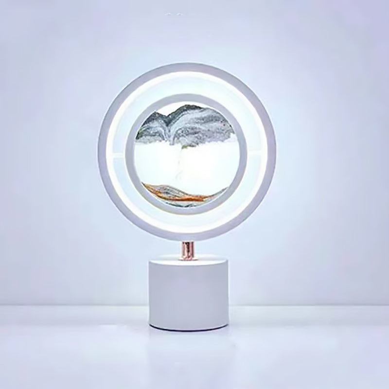 Lampe de table LED USB en métal acrylique silice contemporaine avec peinture sur sable ronde pour chambre 