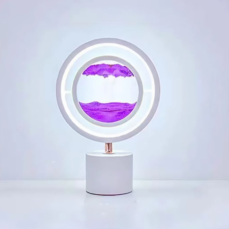 Lampe de table LED USB en métal acrylique silice contemporaine avec peinture sur sable ronde pour chambre 