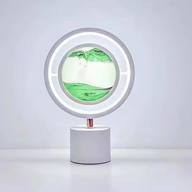 Lampe de table LED USB en métal acrylique silice contemporaine avec peinture sur sable ronde pour chambre 