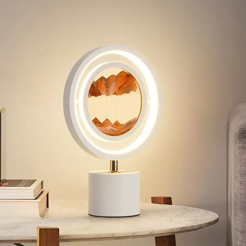 Lampe de table LED USB en métal acrylique silice contemporaine avec peinture sur sable ronde pour chambre 