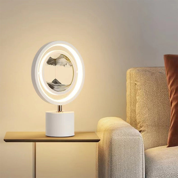 Lampe de table LED USB en métal acrylique silice contemporaine avec peinture sur sable ronde pour chambre 
