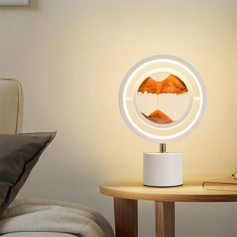 Lampe de table LED USB en métal acrylique silice contemporaine avec peinture sur sable ronde pour chambre 