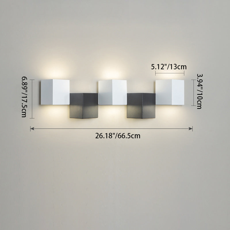 Applique murale LED moderne minimaliste en fer et acrylique, combinaison de blocs carrés pour salon 