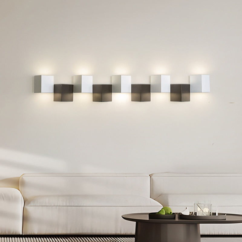 Applique murale LED moderne minimaliste en fer et acrylique, combinaison de blocs carrés pour salon 