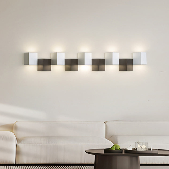 Applique murale LED moderne minimaliste en fer et acrylique, combinaison de blocs carrés pour salon 