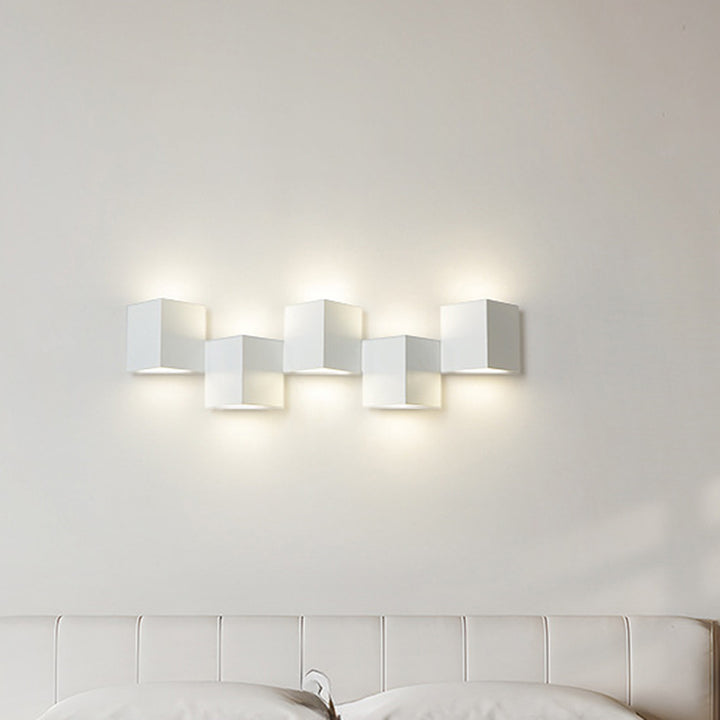 Applique murale LED moderne minimaliste en fer et acrylique, combinaison de blocs carrés pour salon 