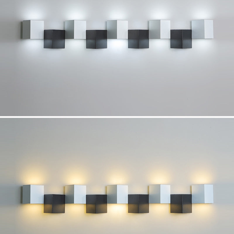 Applique murale LED moderne minimaliste en fer et acrylique, combinaison de blocs carrés pour salon 