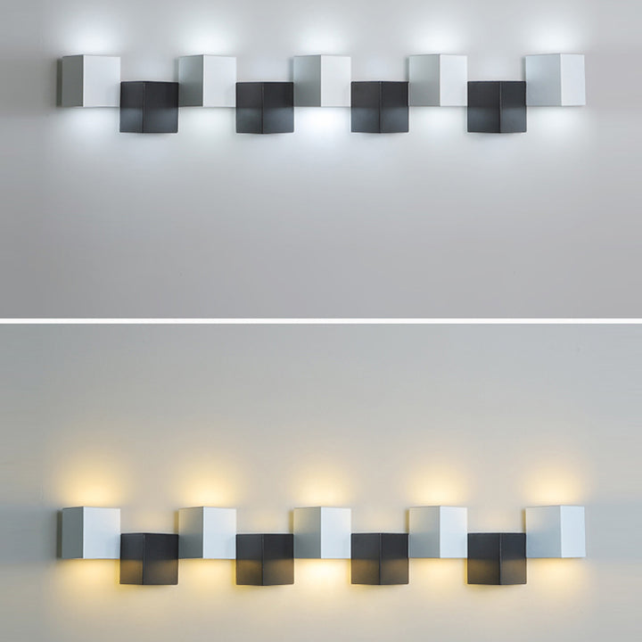 Applique murale LED moderne minimaliste en fer et acrylique, combinaison de blocs carrés pour salon 