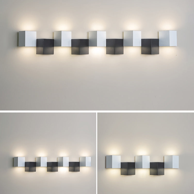 Applique murale LED moderne minimaliste en fer et acrylique, combinaison de blocs carrés pour salon 