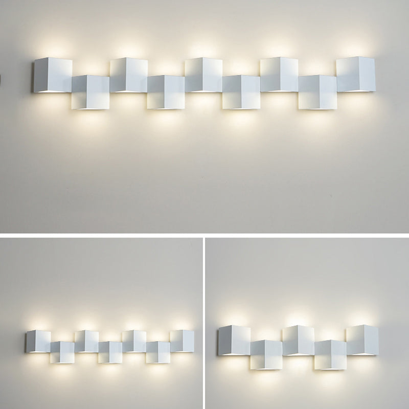Applique murale LED moderne minimaliste en fer et acrylique, combinaison de blocs carrés pour salon 