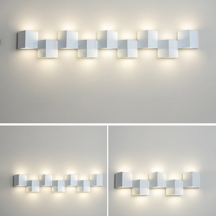 Applique murale LED moderne minimaliste en fer et acrylique, combinaison de blocs carrés pour salon 