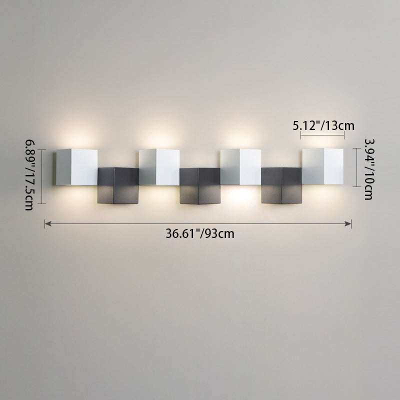 Applique murale LED moderne minimaliste en fer et acrylique, combinaison de blocs carrés pour salon 