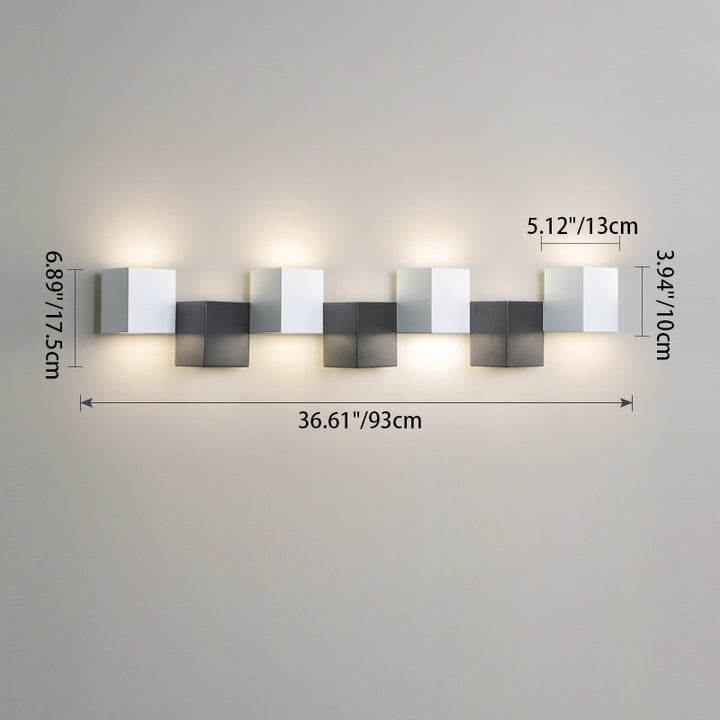 Applique murale LED moderne minimaliste en fer et acrylique, combinaison de blocs carrés pour salon 