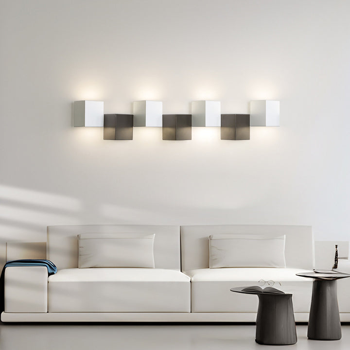 Applique murale LED moderne minimaliste en fer et acrylique, combinaison de blocs carrés pour salon 