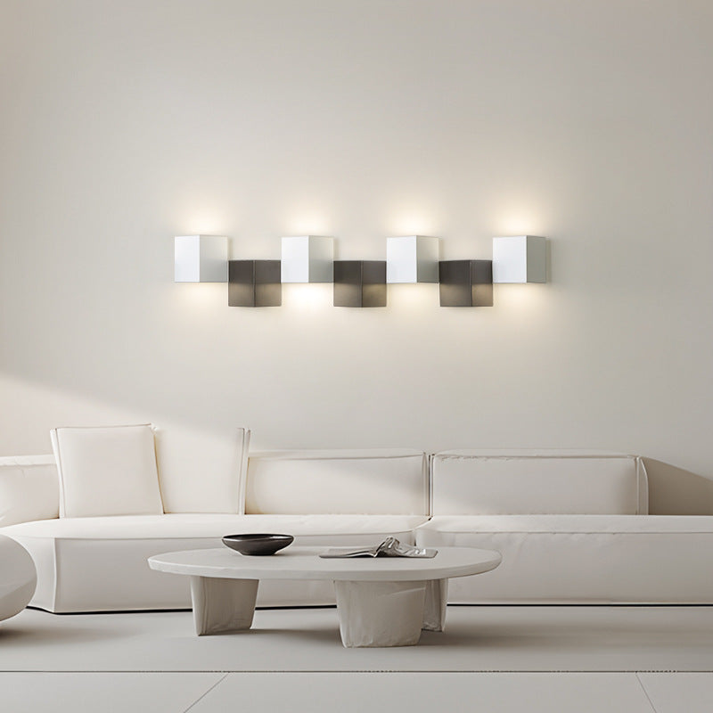 Applique murale LED moderne minimaliste en fer et acrylique, combinaison de blocs carrés pour salon 