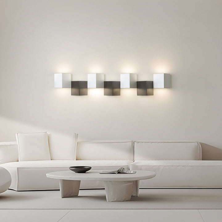 Applique murale LED moderne minimaliste en fer et acrylique, combinaison de blocs carrés pour salon 