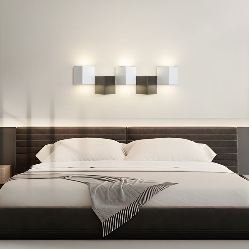 Applique murale LED moderne minimaliste en fer et acrylique, combinaison de blocs carrés pour salon 