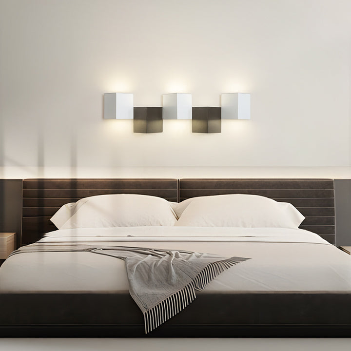 Applique murale LED moderne minimaliste en fer et acrylique, combinaison de blocs carrés pour salon 