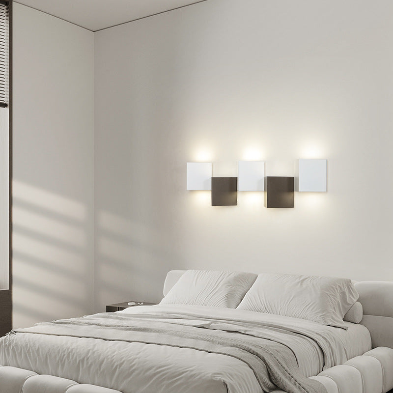 Applique murale LED moderne minimaliste en fer et acrylique, combinaison de blocs carrés pour salon 