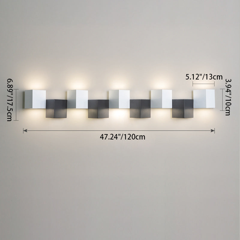 Applique murale LED moderne minimaliste en fer et acrylique, combinaison de blocs carrés pour salon 